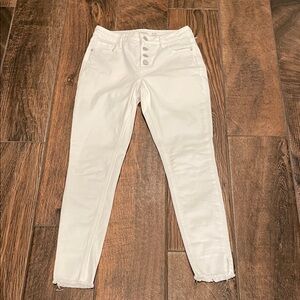 Women's White Rock Star Jeans with raw hem